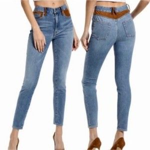 NWT Good American Good Legs Suede Mixing Skinny Jeans size.16